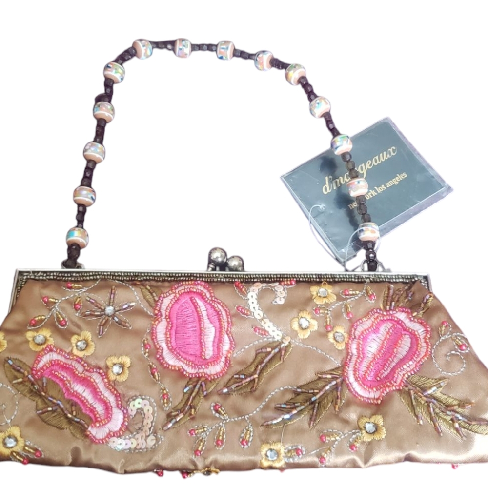 Vintage Beige Floral Embroidered Women's Clutch - NWT